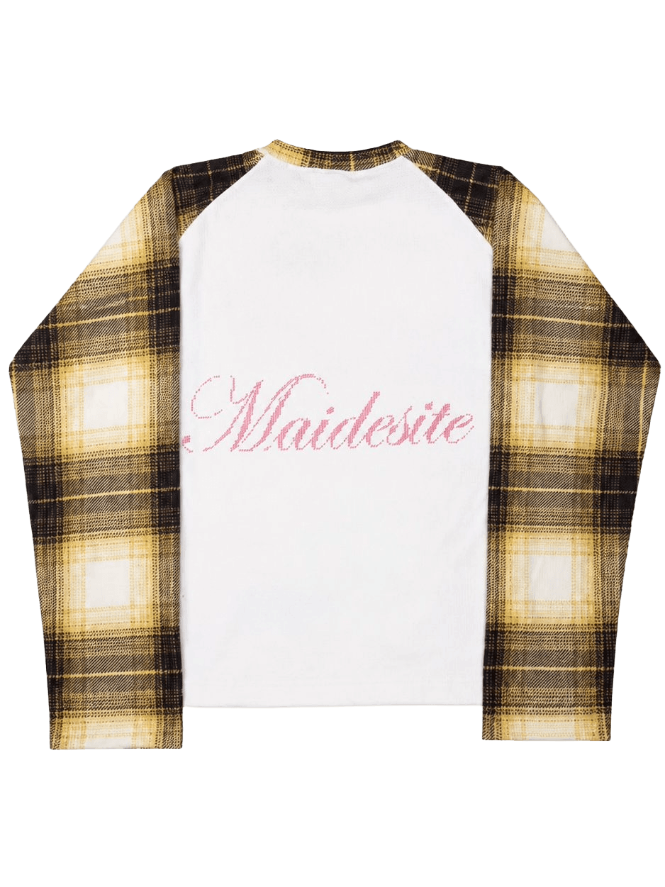 White tee with black distorted sweet mouth graphic on back