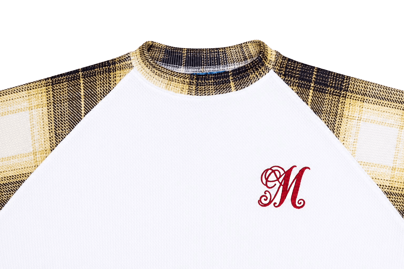 White tee with black distorted sweet mouth graphic on back